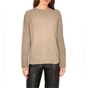 Vintage Claudia D. Women’s Tan Chenille Fair Isle Cable Knit Sweater Oversized S